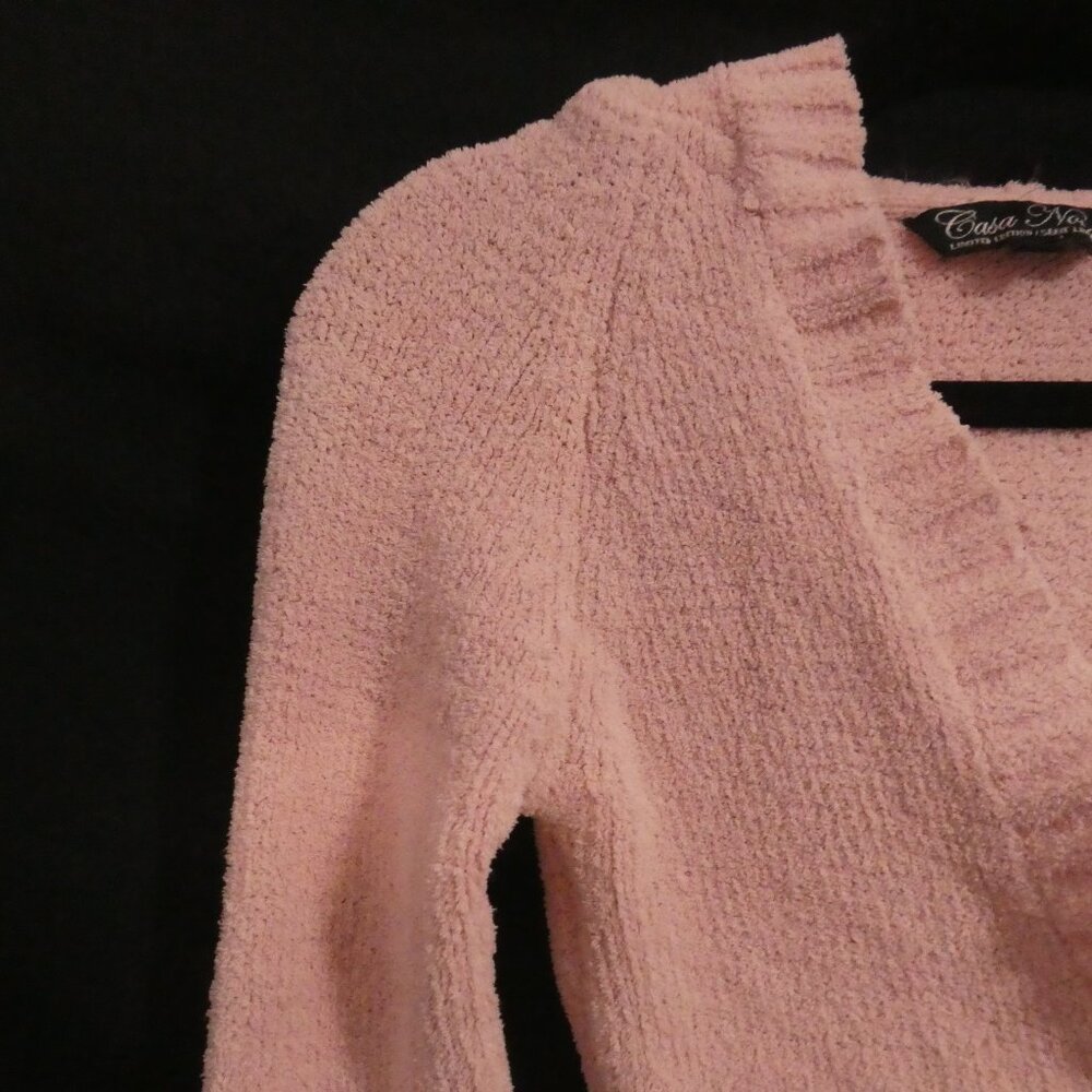 CASA NOVA - Limited Edition | medium | Pink Hooded Chenille V-Neck Sweater - Picture 4 of 15